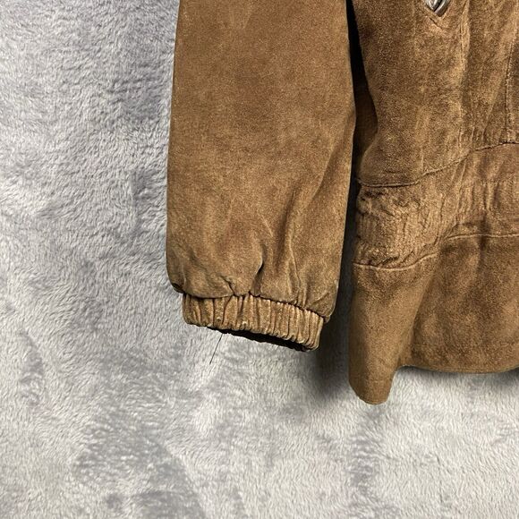 Vtg Pelle Jacket Mens Large Brown Leather Black Patches Retro Classic Biker - Picture 4 of 11